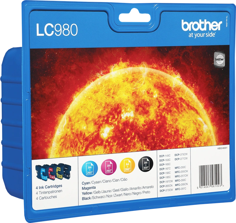 Brother LC-980 Multipack Noir(e) / Cyan / Magenta / Jaune (LC980VALBPDR)