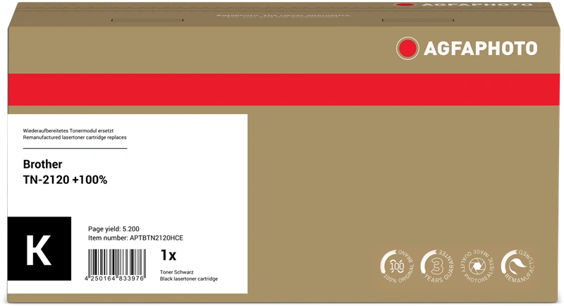 Compatible avec Brother TN-2120 Agfa Photo APTBTN2120HCE Noir(e) Toner