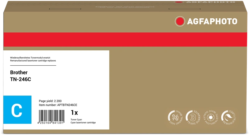Compatible avec Brother TN-246C Agfa Photo APTBTN246CE Cyan Toner
