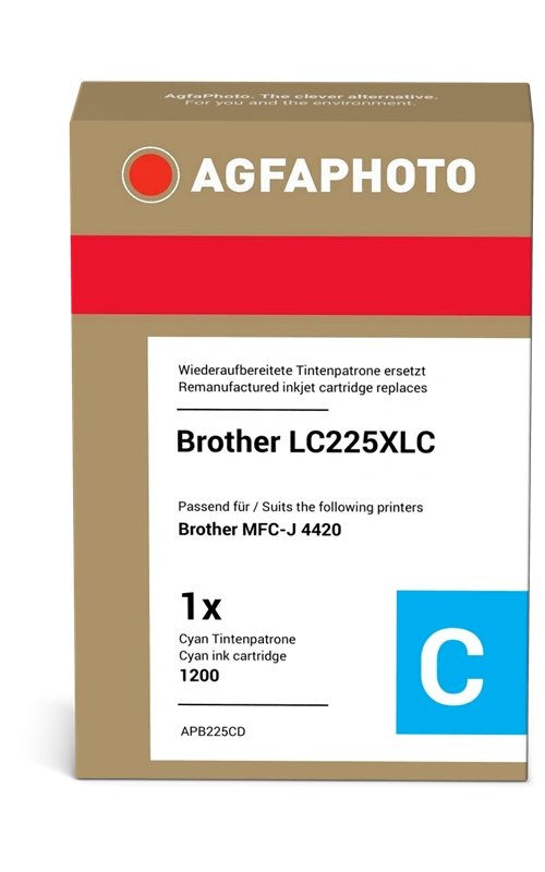 Compatible avec Brother LC225XLC Cyan Agfa Photo APB225CD Cyan Cartouche d'encre