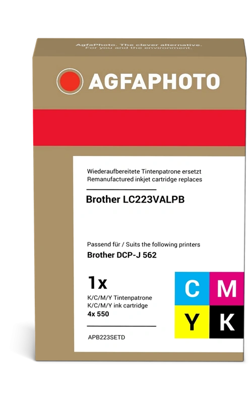 Compatible avec Brother LC-223 Agfa Photo LC223BK,C,M,Y Multipack Noir(e) / Cyan / Magenta / Jaune