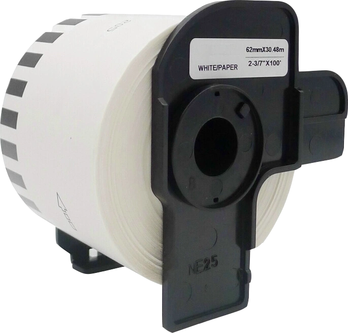 Compatible avec Brother DK-22205 Étiquettes continues 62mm x 30,48m Noir sur blanc Agfa Photo Noir sur blanc