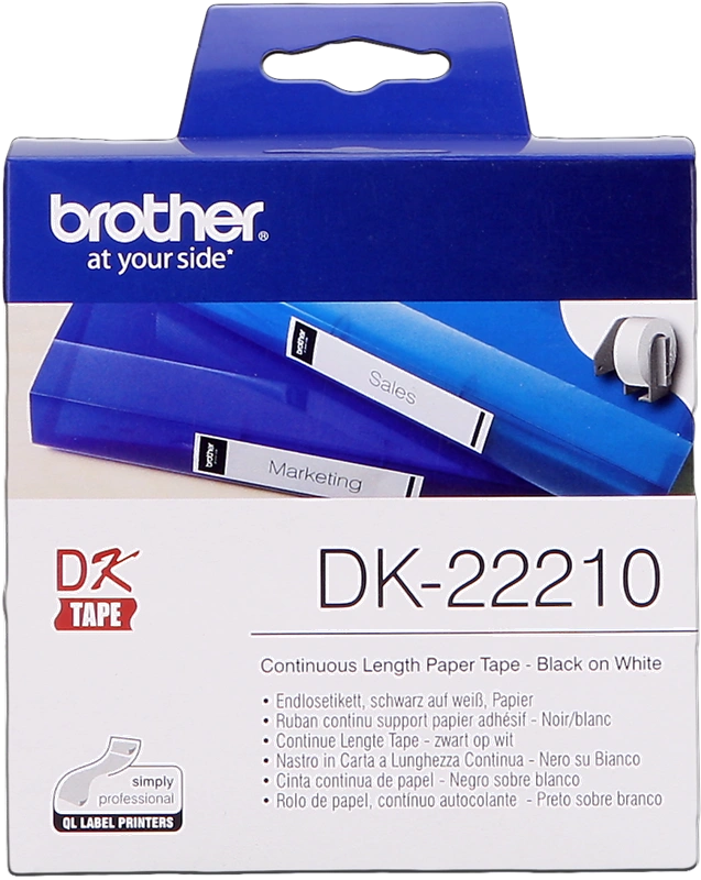 Brother DK-22210 Étiquettes continues 29mm x 30,48m Noir sur blanc