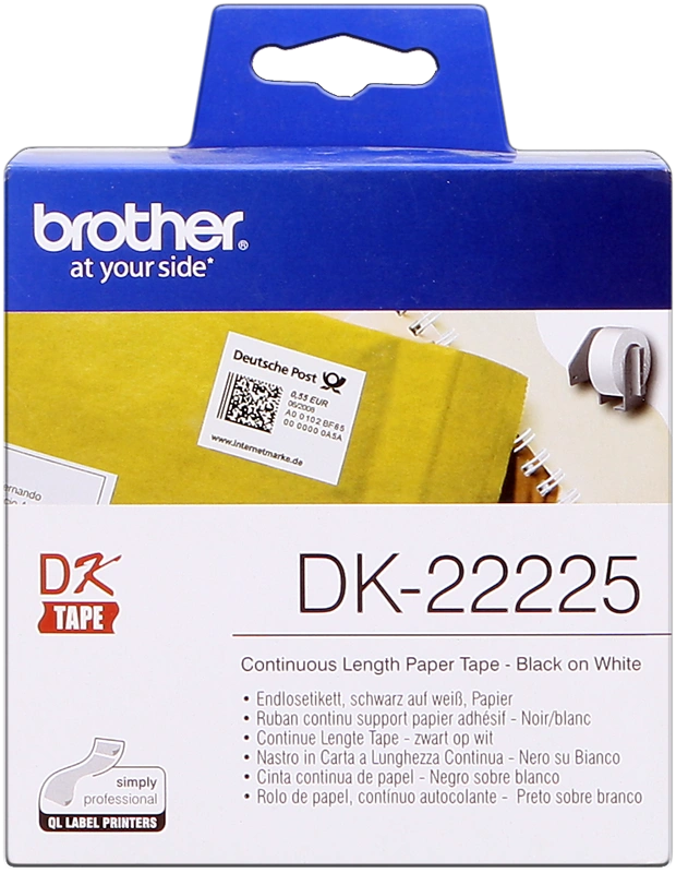 Brother DK-22225 Étiquettes continues 38mm x 30,48m Noir sur blanc