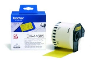 Brother DK-44605 Étiquettes continues repositionnables 62mm x 30,48m Noir sur jaune