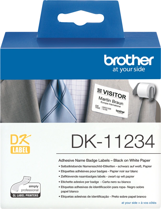 Brother DK-11234 Étiquettes de nom amovibles Noir sur blanc