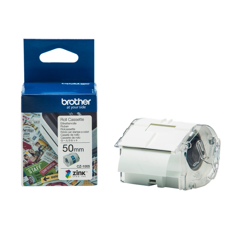 Brother CZ-1005 Rouleau d'étiquettes couleur 50mm x 5m Blanc / Transparent