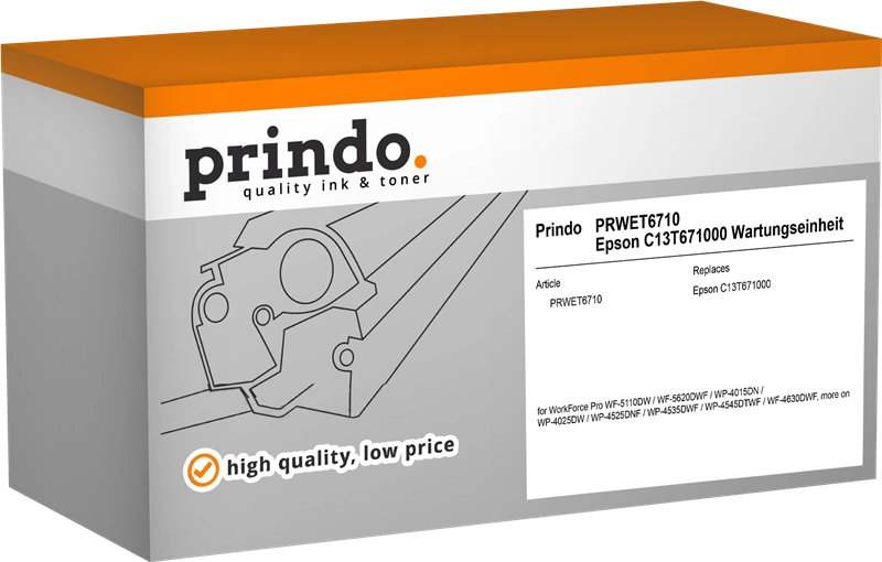 Compatible avec Epson T671000 (C13T671000) Prindo PRWET6710 Unité de maintenance