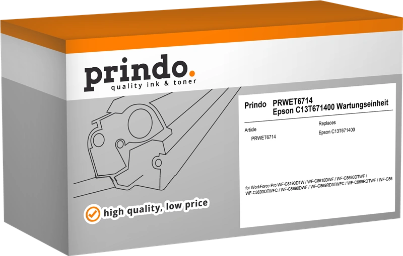 Compatible avec Epson T671400 (C13T671400) Prindo PRWET6714 Unité de maintenance