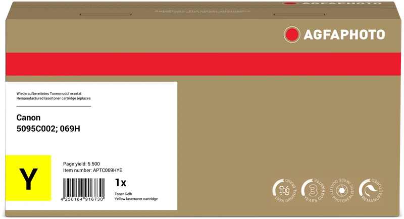 Compatible avec Canon 069 hy Agfa Photo APTC069HYE Jaune Toner