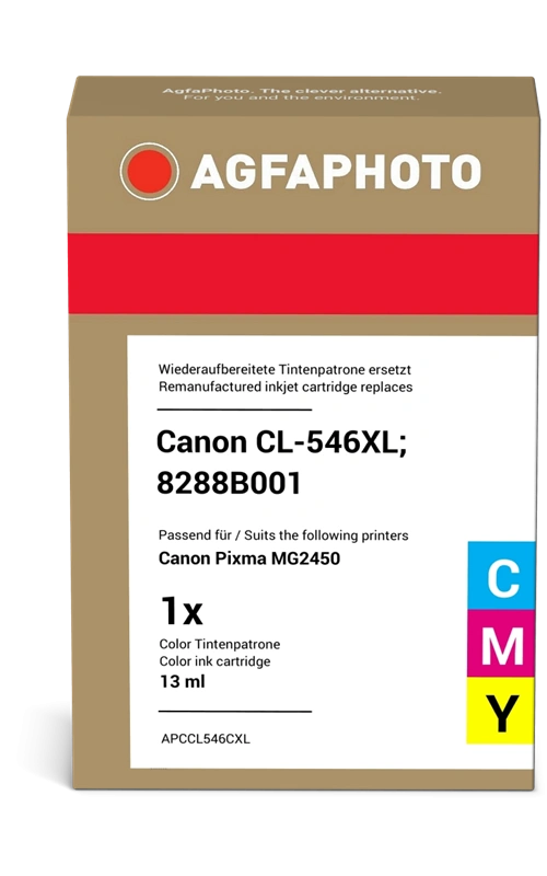 Compatible avec Canon CL-546XL Plusieurs couleurs (8288B001) Agfa Photo APCCL546CXL Plusieurs couleurs Cartouche d'encre