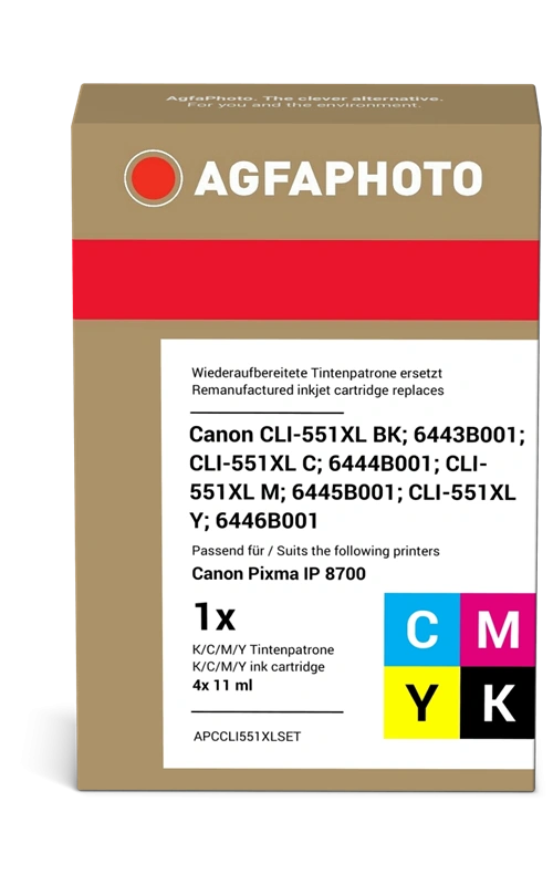 Agfa Photo CLI-551XLBK,C,M,Y Multipack Noir(e) / Cyan / Magenta / Jaune