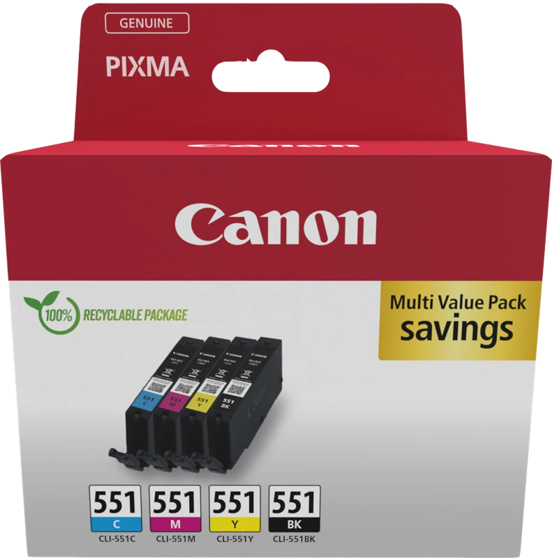 Canon CLI-551 Multipack Noir(e) / Cyan / Magenta / Jaune (6509B015)