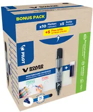PILOT Marqueur V BOARD MASTER, pointe ogive, BONUS PACK,noir