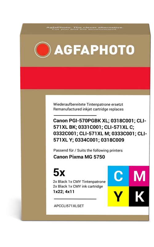 Agfa Photo PGI-570 PGBK XL+CLI-571XLBK,C,M,Y Multipack Noir(e) / Cyan / Magenta / Jaune / Noir (photo)