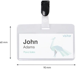pavo Porte-badge, avec clip, 60 x 90 mm, transparent