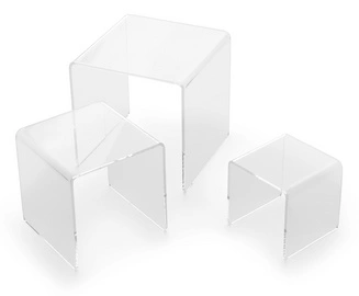 deflecto Podium carré, transparent, set de 3