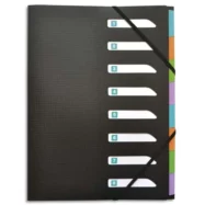 OXFORD Trieur MEMPHIS 8 positions en polypropylène opaque. Fermeture par élastique. Coloris Noir