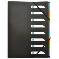 OXFORD Trieur MEMPHIS 8 positions en polypropylène opaque. Fermeture par élastique. Coloris Noir