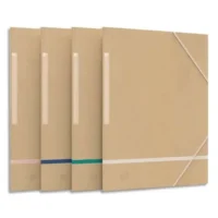 OXFORD Chemise 3 rabats à élastique A4 TOUAREG dos 1cm. Kraft recyclé. Coloris beige liseret assortis