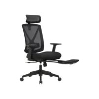 Fauteuil de bureau ergonomiques en filet repose-pieds Mousse de haute résilience, piètement en acier, roulettes en nylons, accoudoir en PU