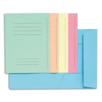 EXACOMPTA Paquet de 50 chemises pré-imprimés 3 rabats SUPER 250 en carte 210 grammes coloris assortis