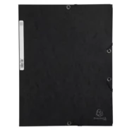 EXACOMPTA Chemise 3 rabats/ élastique, carte lustrée 5/10e, 400gr. Format 24x32cm. Coloris Noir.