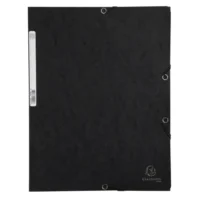 EXACOMPTA Chemise 3 rabats/ élastique, carte lustrée 5/10e, 400gr. Format 24x32cm. Coloris Noir.