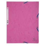 EXACOMPTA Chemise 3 rabats et élastique, en carte lustrée 5/10e, 400gr. Format 24x32cm. Coloris Fuchsia.