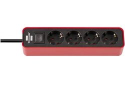 Brennstuhl Multiprise Ecolor, 4 prises, rouge noir