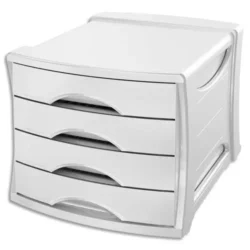 ESSELTE Bloc de classement Europost 4 tiroirs - VIVIDA Blanc - L28,5 x H24,5 x P38 cm