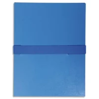 EXACOMPTA Chemise extensible en balacron. Rabat en pied, fermeture par sangle scratch. Coloris Bleu