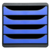 EXACOMPTA Module de classement BIG-BOX 4 tiroirs Noir/Bleu glacé - Dim. 27,8 x 26,7 x 34,7 cm
