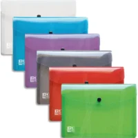 OXFORD Chemise enveloppe HAWAI, en polypropylène 3/10e. Format A5. Coloris translucides assortis