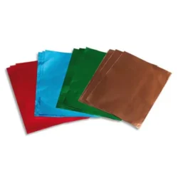 O COLOR Lot de 12 feuilles métal à repousser couleur Rouge, Vert, Bleu et cuivre x 3, verso argent