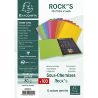 EXACOMPTA Paquet de 100 sous-chemises ROCK'S en carte 80 grammes coloris assortis