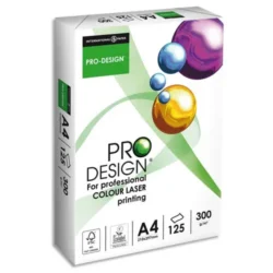 INAPA Ramette 125 feuilles papier extra Blanc satiné PRO DESIGN A4 300G CIE 168