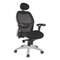 Fauteuil Tempo dossier résille assise Mesh Noir, mécanisme basculant décalé, accoudoirs réglables fournis