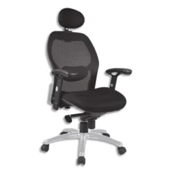 Fauteuil Tempo dossier résille assise Mesh Noir, mécanisme basculant décalé, accoudoirs réglables fournis