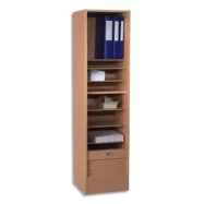 SIMMOB Classeur à rideaux Hêtre en PPSM 1 colonne + 7 tablettes + 1 étage DS - Dim L41 x H140 x P44 cm