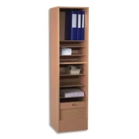 SIMMOB Classeur à rideaux Hêtre en PPSM 1 colonne + 7 tablettes + 1 étage DS - Dim L41 x H140 x P44 cm