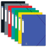 OXFORD Chemise 3 rabats et élastique EUROFOLIO PRESTIGE carte grainée 7/10e,600g.Pour format A4. Assortis