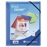 EXACOMPTA Chemise personnalisable 1 face à élastique polypro KREACOVER coloris Bleu transparent