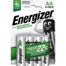 ENERGIZER Pile Power Plus Rechargeable AA LR6 2000 mAh, pack de 4 piles