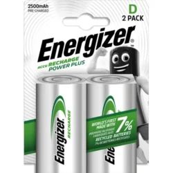 ENERGIZER Pile Power Plus Rechargeable D LR20 2500 mAh, pack de 2 piles