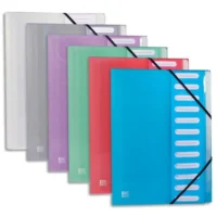 OXFORD Trieur HAWAI 12 positions en polypropylène 4/10e. Fermeture par élastique. Coloris Assortis.