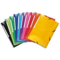 EXACOMPTA Chemise 3 rabats à élastiques IDERAMA en carte pelliculée 5/10, 425g. Coloris assortis