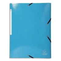 EXACOMPTA Chemise 3 rabats à élastiques IDERAMA en carte pelliculée 5/10, 425g. Coloris Bleu clair