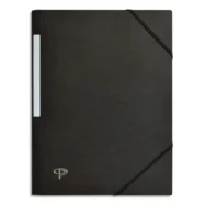 PERGAMY Chemise 3 rabats monobloc à élastique en carte lustrée 5/10e, 390g. Coloris Noir.