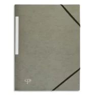 PERGAMY Chemise 3 rabats monobloc à élastique en carte lustrée 5/10e, 390g. Coloris Gris.